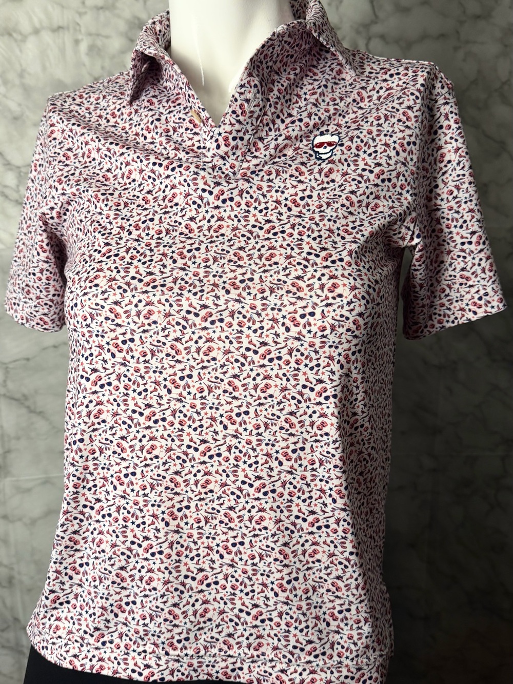 Peter Millar S Skull Patch Micro Motif Sunglasses Novelty PrintGolf Preppy Polo